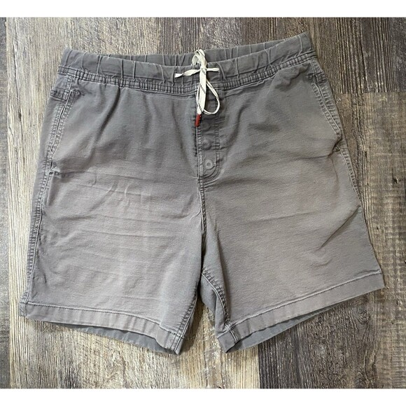 TOPO Designs Organic Cotton Shorts Brown 6” Inseam Pockets Mens Large Button Fly - Picture 1 of 16